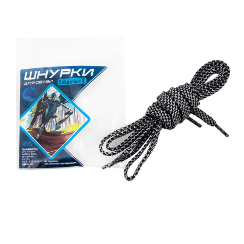 Купить шнурки следопыт плоские,ширина 0,7 см,длина 120 см,черно-серый в Белгороде