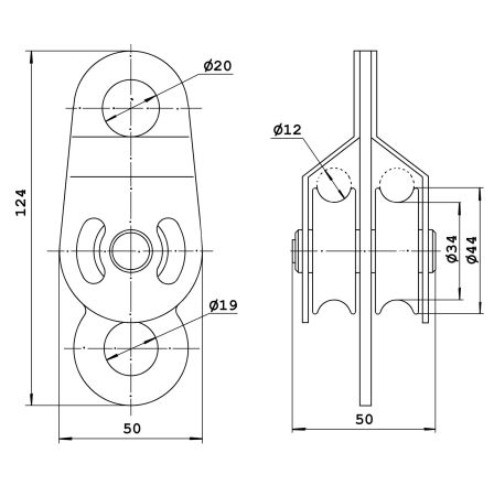  Блок-ролик Орион-Альп двойной сталь с подшипником в Белгороде  