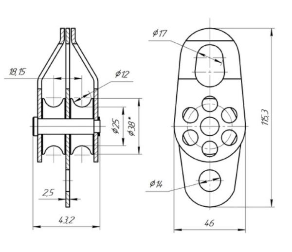  Блок-ролик Вертикаль двойной сталь с подшипником в Белгороде  