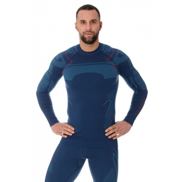 Футболка Brubeck Thermo Nilit Heat черный/голубой мужская в Белгороде