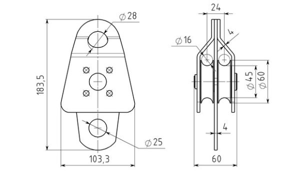 Блок-ролик Вертикаль двойной большой с подшипником в Белгороде  